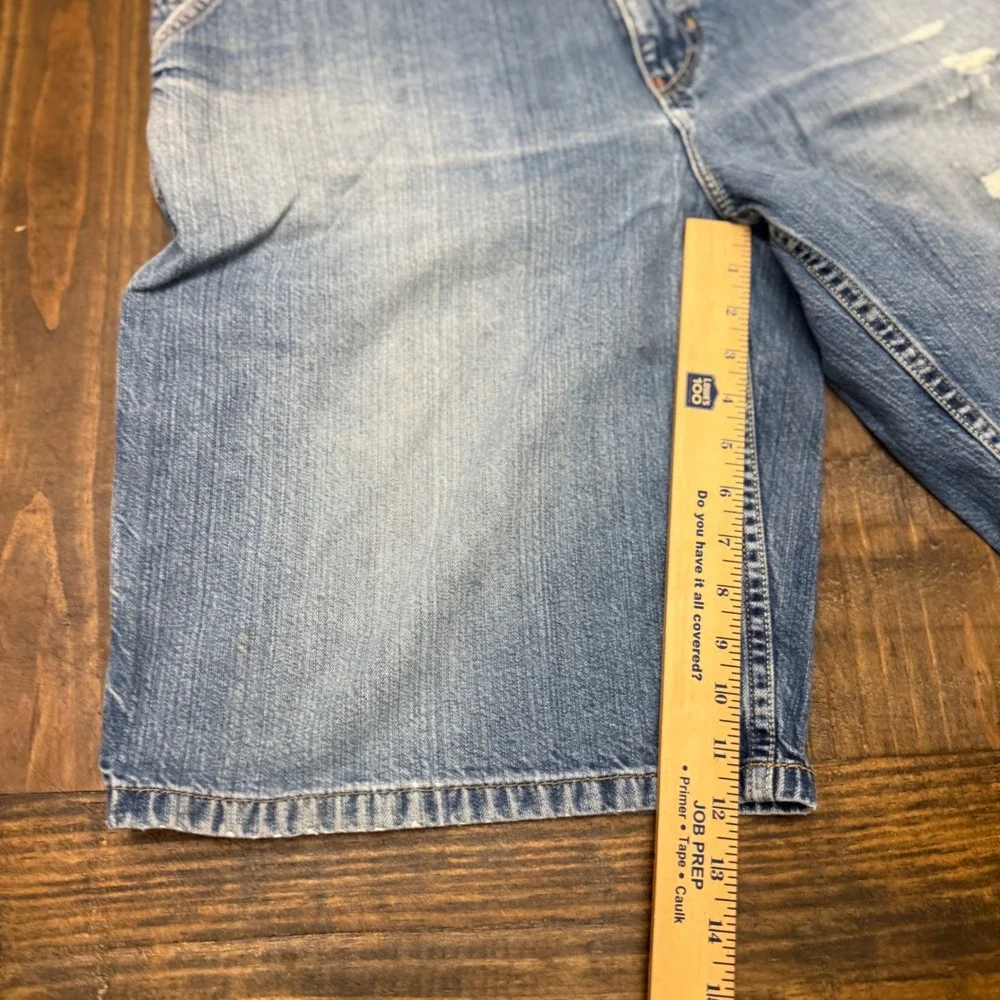 Tommy Hilfiger Carpenter Fit Denim Shorts Mens Size 36 Blue Distressed baggy Vtg